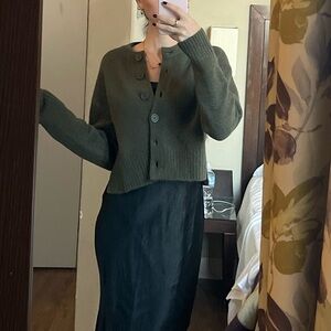 Zara Olive Green Buttoned Cardigan